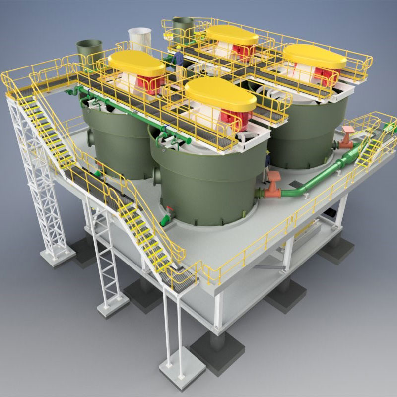 3D model of tanks and gantry from top