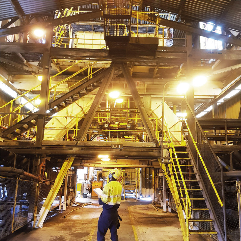 Person assessing a chemical plant