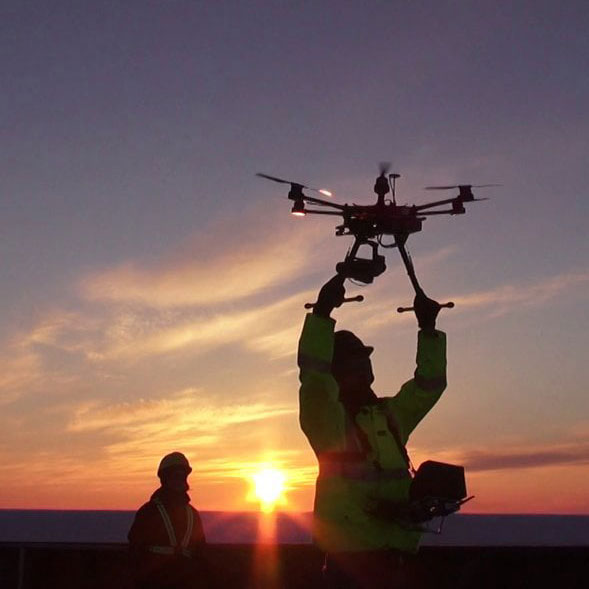 Person launching drone