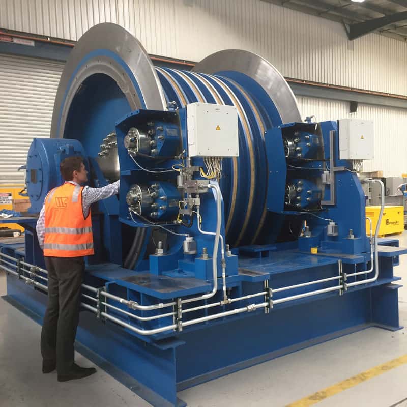 Man inspecting large machinery for safety
