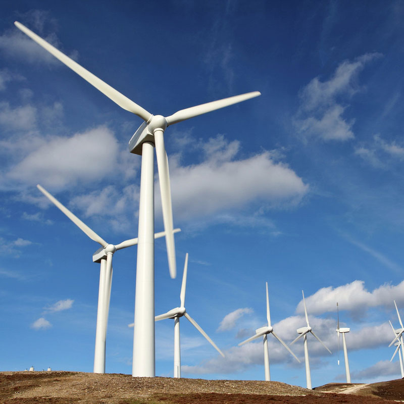 wind turbines on land