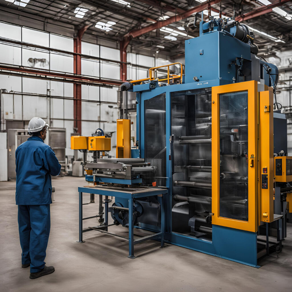 Man in front of machinery cabinet